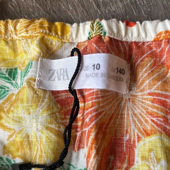 Zara Kids Girls Floral Dress Dress in Orange and Yellow - Picture 3 of 4